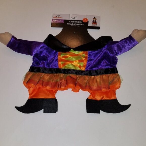 NWT Witch Dog Costume Size Medium Halloween Dress-Up 2-Pc Dress Candy Corn Hat - Picture 6 of 9